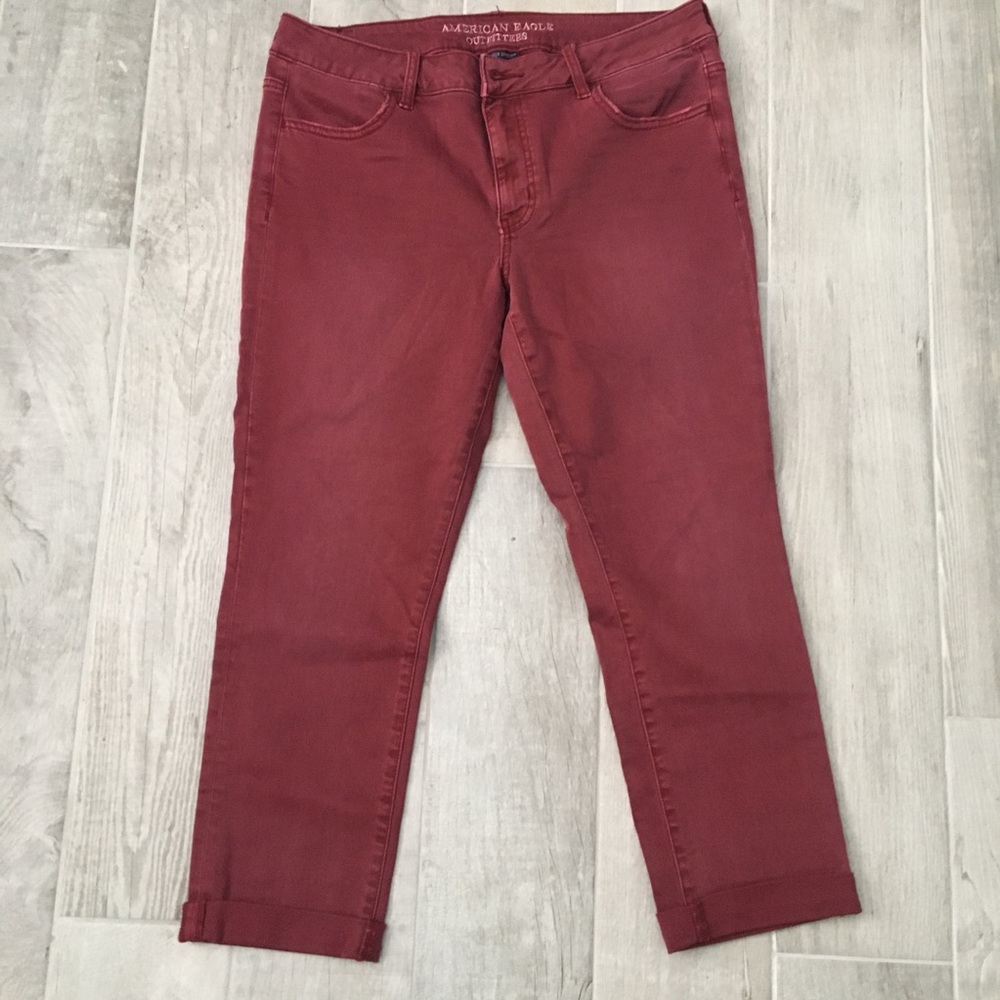 Burgundy crop jeans!